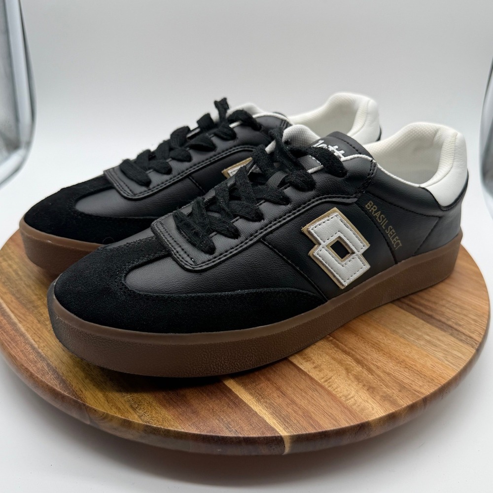 Lotto Brasil Select Men's Size 8M Black Leather Suede Gum Sole Sneakers 0611